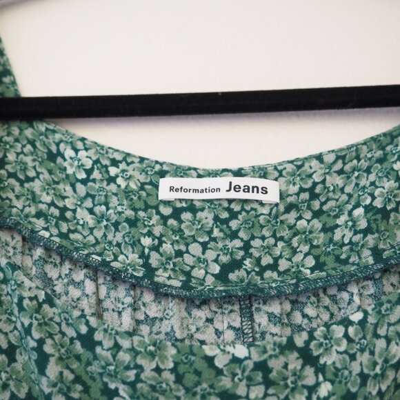Reformation Green Iona Floral Belted Short Sleeve Dress in Nikita sz XL - Picture 4 of 7
